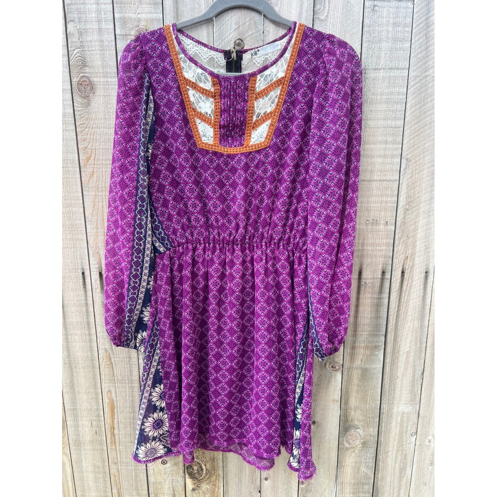 Jolt Purple Mixed Floral Geometric Print Lace Boho Mini Dress Whimsigoth Indie